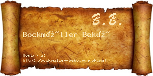 Bockmüller Bekő névjegykártya